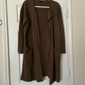 J.Crew Juliette Collarless Cardigan Sweater Blazer Linen Blend Duster Pecan Tan